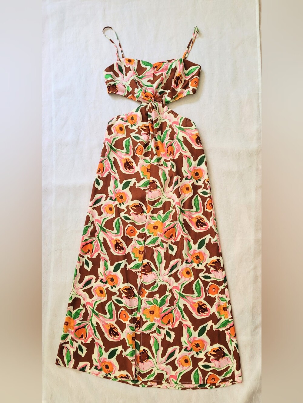 NWOT! ASTR Fall Bandeau Anthro Cutout Gown Floral Garden Party Maxi Dress Small